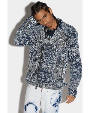 DSquared² Blue Fibres Biker Jacket