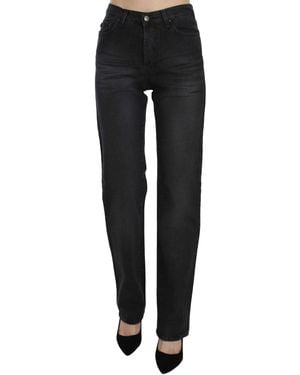 Just Cavalli Just Cavalli Black Washed High Waist Straight Denim Trousers Jeans
