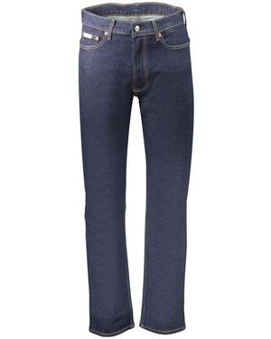 Calvin Klein Blue Cotton Men's Jean Crafted For Elegance And Comfort