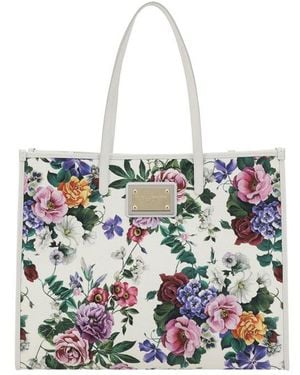 Dolce & Gabbana Floral Print Tote Bag - White