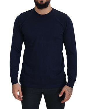 Paolo Pecora Blue Cotton Crewneck Pullover Jumper
