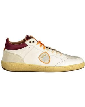 Blauer White Leather Men Sneaker - Multicolor