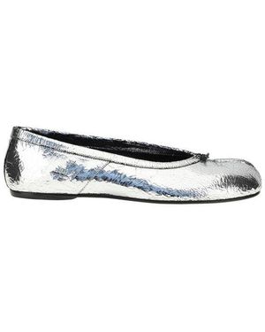 Maison Margiela Silver Calf Leather Bos Taurus Ballet Flats - White