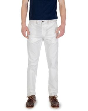 Borghese White Cotton Skinny Trousers - Blue