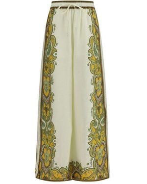 ALÉMAIS Beige Linen Casual Pants - Green