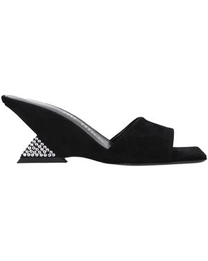 The Attico Black Leather Platform Sandals