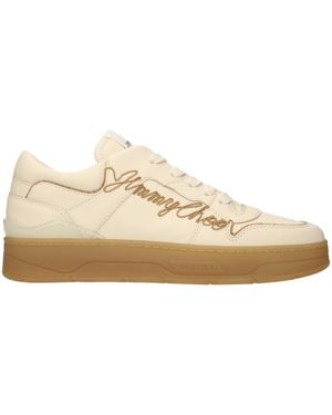 Jimmy Choo Leather Low Top Sneakers - Natural