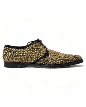 Dolce & Gabbana Black Gold Embellished Derby Shoes - Brown