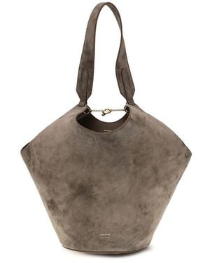 KHAITE Beige Calf Leather Bos Taurus Shoulder Bag - Gray