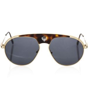 Frankie Morello Elegant Shield Sunglasses With Havana Accent - Blue