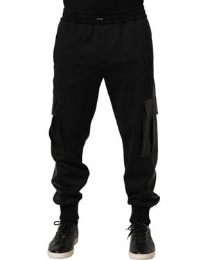 Dolce & Gabbana Black Mid Waist Cargo Jogger Joggers Trousers