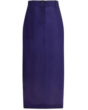 KHAITE Lucian Midi Skirt - Blue