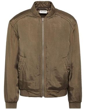 Saint Laurent Twill Teddy Bomber Jacket - Green
