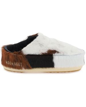 Moon Boot No Lace Pony Mules - White