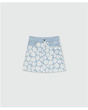 MSGM Blue Cotton Mini Skirt