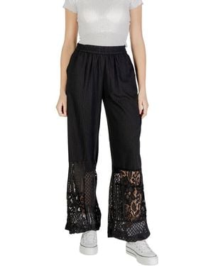Ichi Black Cotton Pant