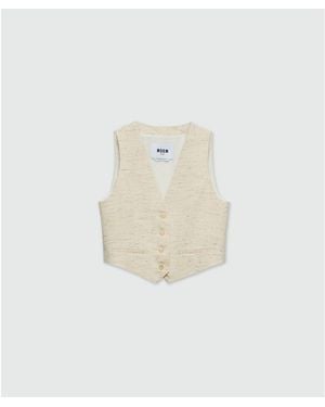 MSGM White Cotton Sleveless Jacket