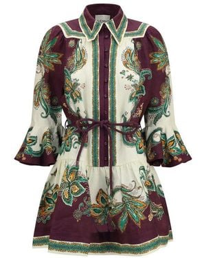 ALÉMAIS Multicolor Linen Casual Dress - Green