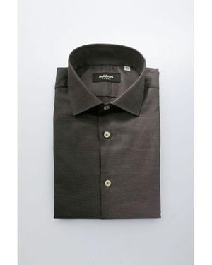Baldinini Grey Cotton Men Shirt - Black