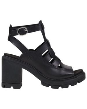 Timberland Black Leather Platform Sandals