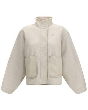 New Balance White Recycled Polyester Shell Jacket - Natural