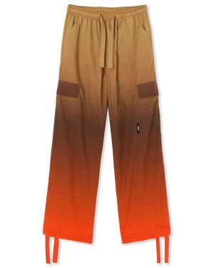 MSGM Beige Cotton Casual Trousers - Orange