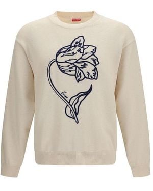 KENZO Beige Cotton Sweatshirt - White