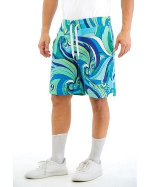 Moschino Multicolour Cotton Bermuda Shorts - Blue