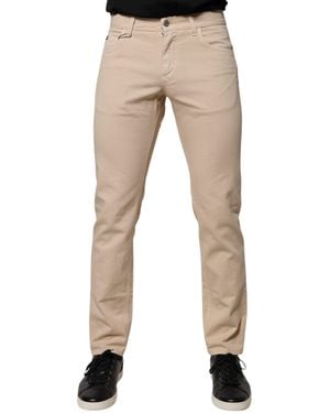 Dolce & Gabbana Beige Cotton Stretch Regular Men Denim Jeans - Natural