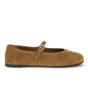 Prada Brown Goatskin Ballet Flats - Natural