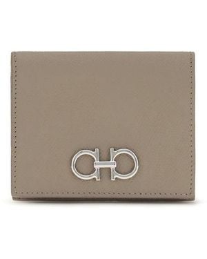 Ferragamo Beige Calf Leather Bos Taurus Wallet - Grey