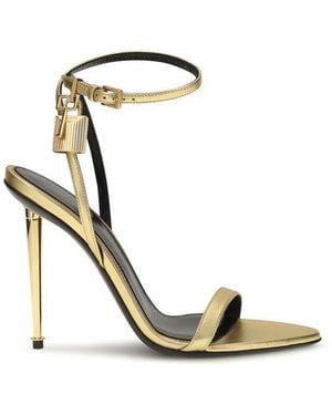 Tom Ford Gold Lamb Ovis Aries Aries Stiletto Heel Sandals - Metallic
