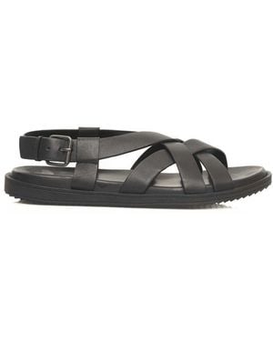 Cerruti 1881 Black Leather Men Sandal