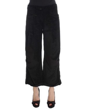 Ermanno Scervino Velvet Cotton Capri Bootcut Pants - Black