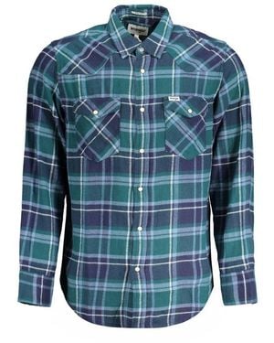 Wrangler Green Cotton Shirt - Blue