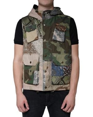 Dolce & Gabbana Patchwork Hooded Vest Jacket - Multicolour