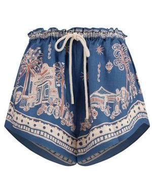 ALÉMAIS Blue Linen Bermuda Shorts