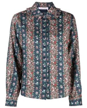 See By Chloé Floral Print Long Sleeve Shirt - Blue