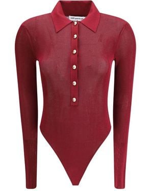Self-Portrait Knit Bodysuit - Red