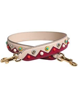 Dolce & Gabbana Beige Red Leather Handbag Accessory Shoulder Strap - Multicolour