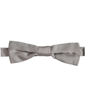 Dolce & Gabbana Men Grey 100% Silk Adjustable Neck Papillon Bow Tie