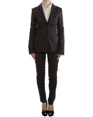 Exte Brown Stretch Two Button Suit - Black