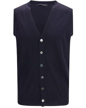 Aragona Cashmere Blue Wool Oves Aries Sleeveles Jumper