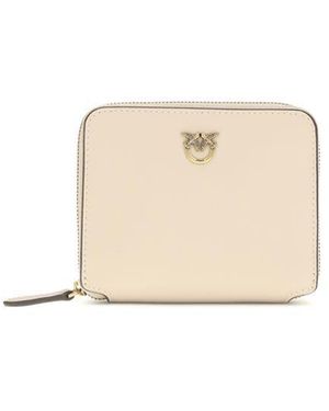 Pinko Beige Calf Leather Bos Taurus Wallet - Natural