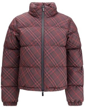 Burberry Check Ambleside Puffer Jacket - Purple