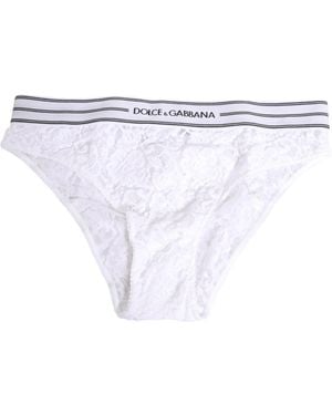 Dolce & Gabbana Lace Slip Brief Logo Waistband Underwear Polyamide Clothing - White