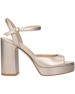 Stuart Weitzman Platform Heel Ankle Strap Sandal - Metallic