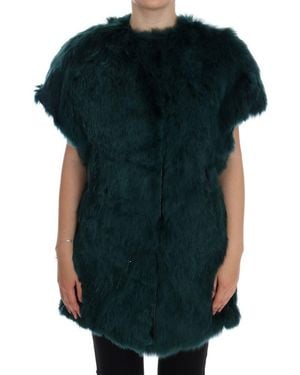 Dolce & Gabbana Alpaca Fur Vest Sleeveless Jacket - Green