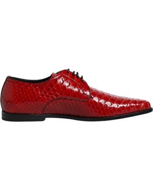 Dolce & Gabbana Red Exotic Leather Lace Up Dress Derby Shoes