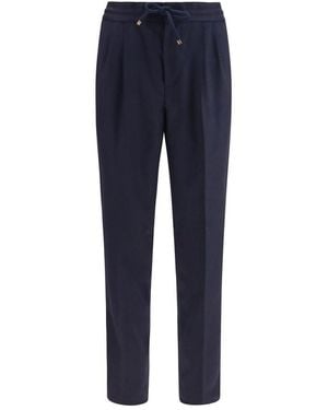 Brunello Cucinelli Blue Wool Oves Aries Casual Trousers